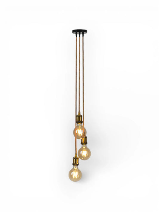 Hanglamp Ontario 3 - Lichts Oud Messing/Jute (E27) - OutHome