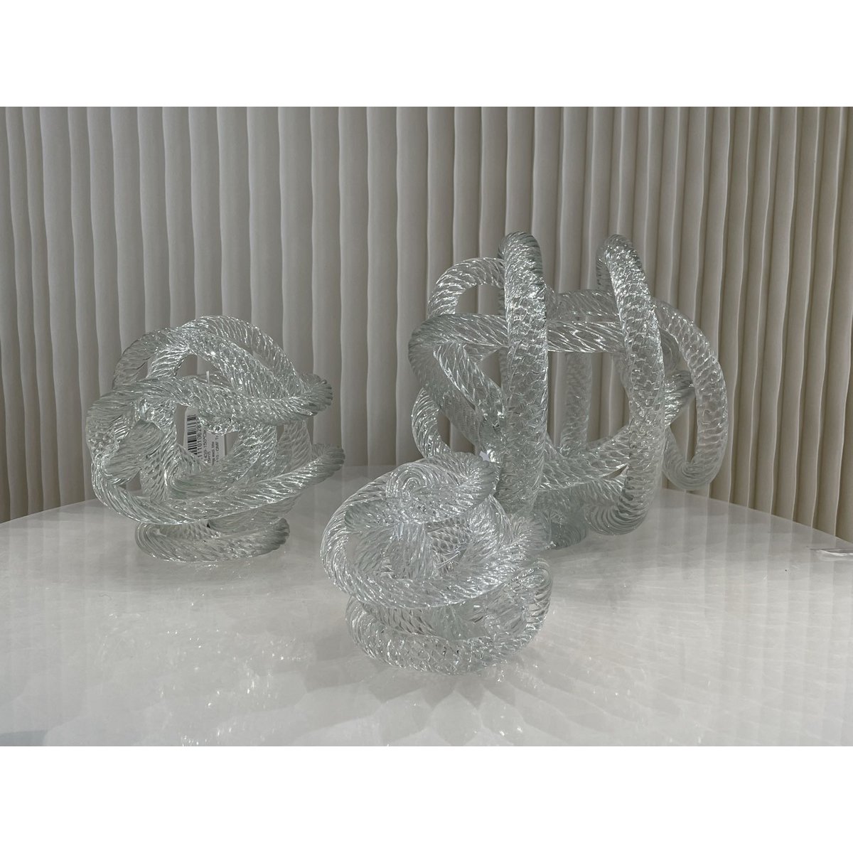 Geknoopte glazen sculptuur M transparant - 15 cm