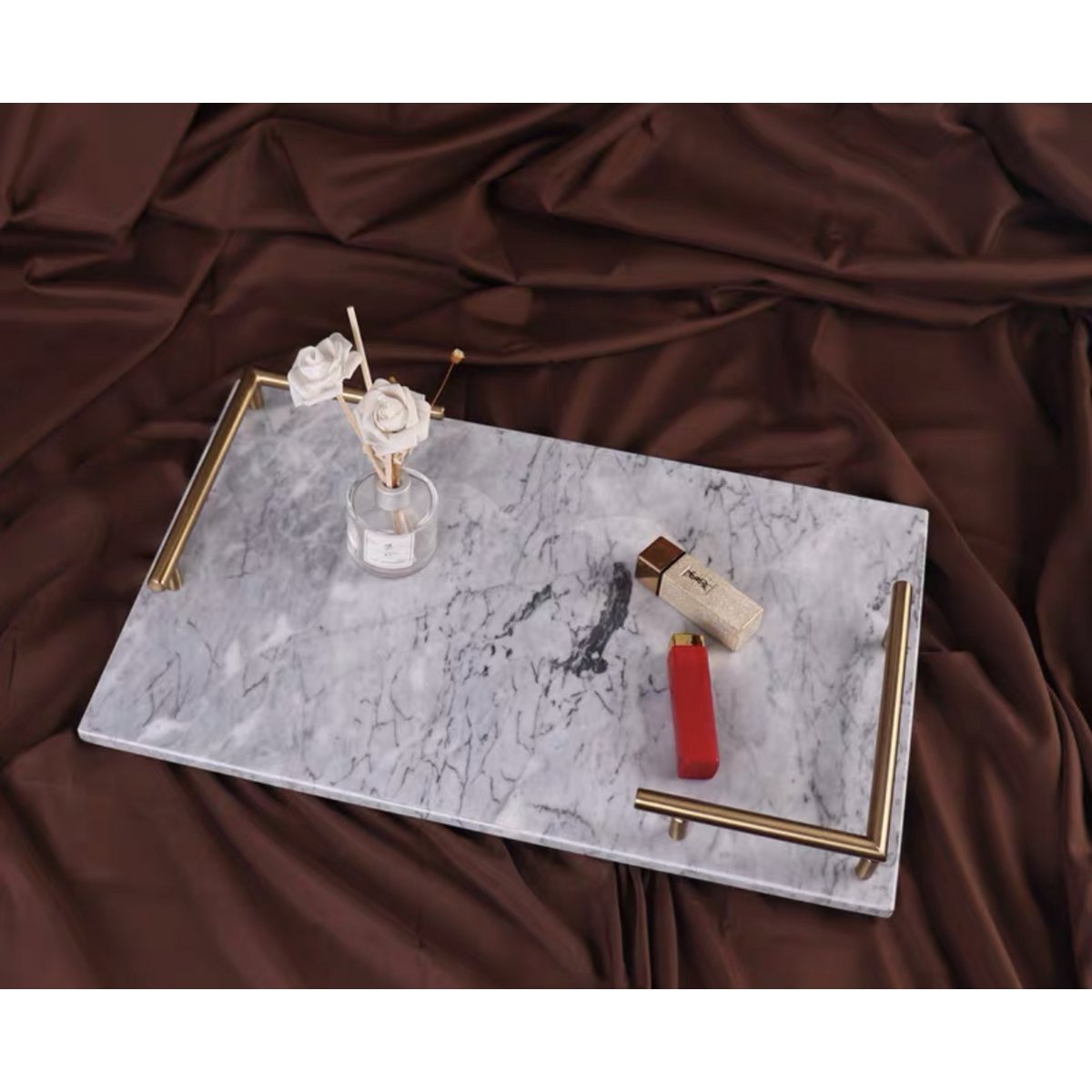 Marmeren dienblad Luxe goudkleurige - 35 cm
