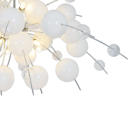 Hanger lamp "explosie" wit, gemaakt van metaal en glas, G9 - versies, hangende lamp voor eetkamer, woonkamer, hal of kantoor, Øca. 98 cm - OutHome