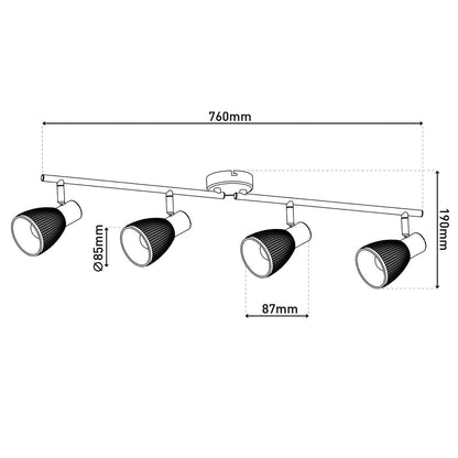 Plafondlamp Lindita 4-Spots (excl. lampen)