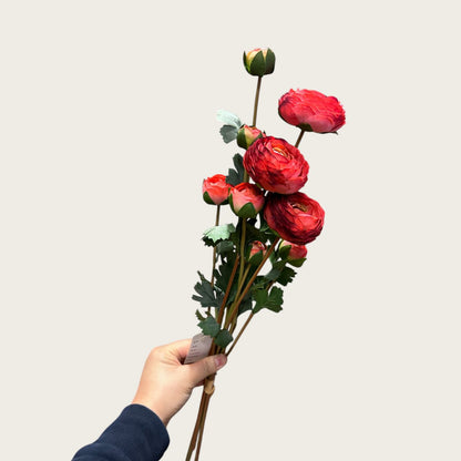 Kunstbloemen Ranonkels rood - 55 cm