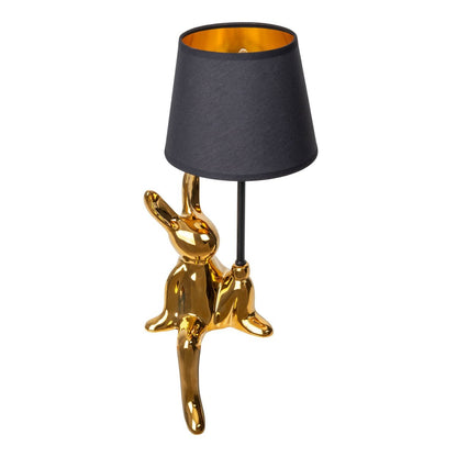 Tafellamp "helge" Ø 18 cm, hoogte ca. 45 cm, gemaakt van keramiek in zwart en gouden, zwarte tekstbladen - OutHome