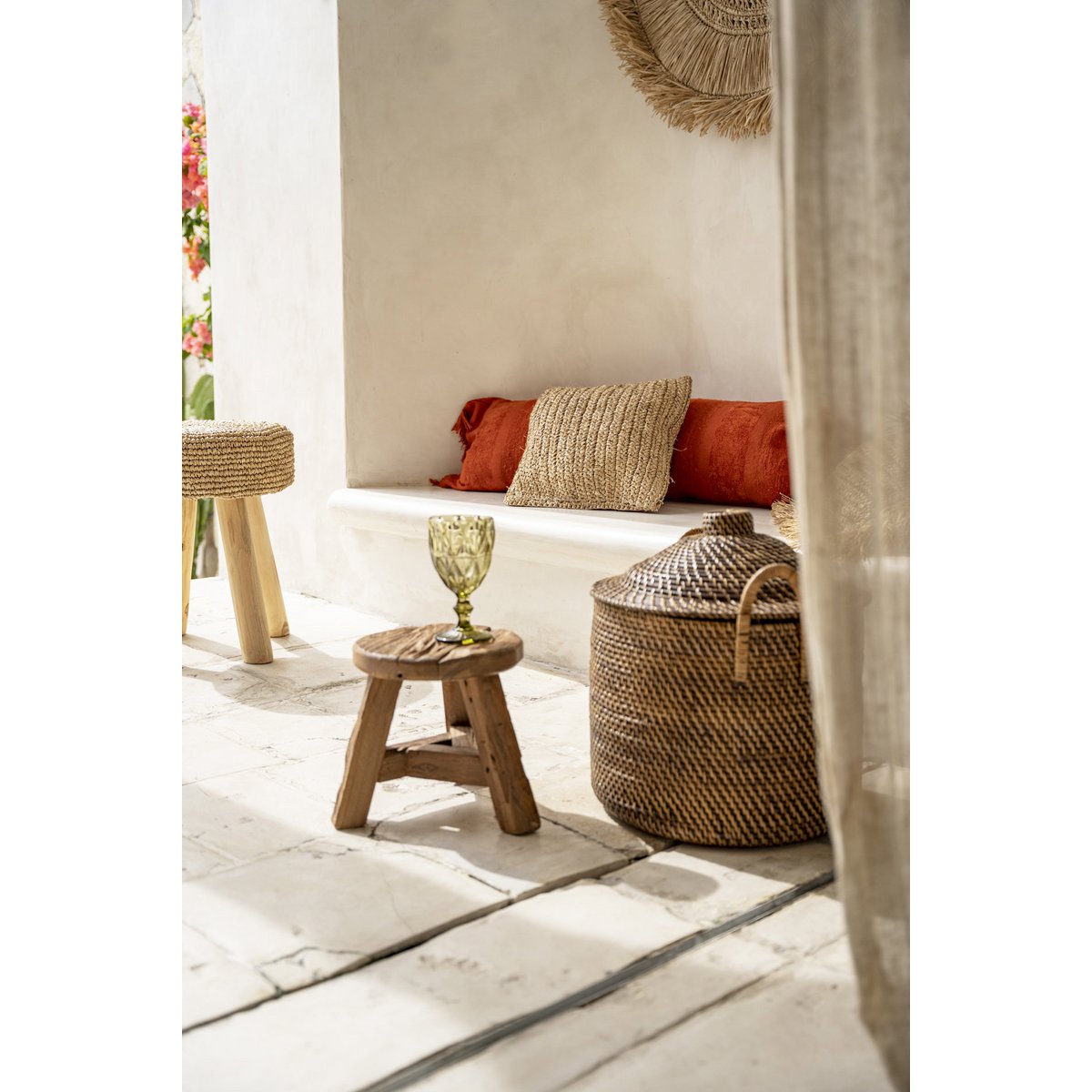 Teakhouten kruk Yatai naturel - S