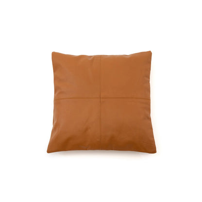 Leren kussenhoes Vierpaneel camel - 40x40 cm