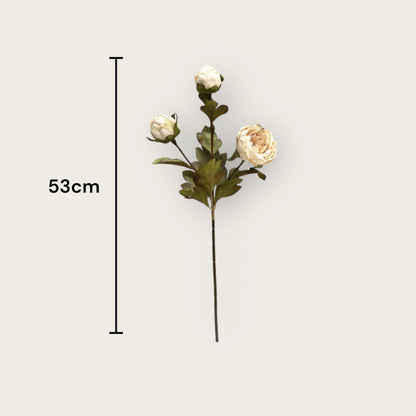 Zijden kunstbloem Herfstserie peony crème - 53 cm