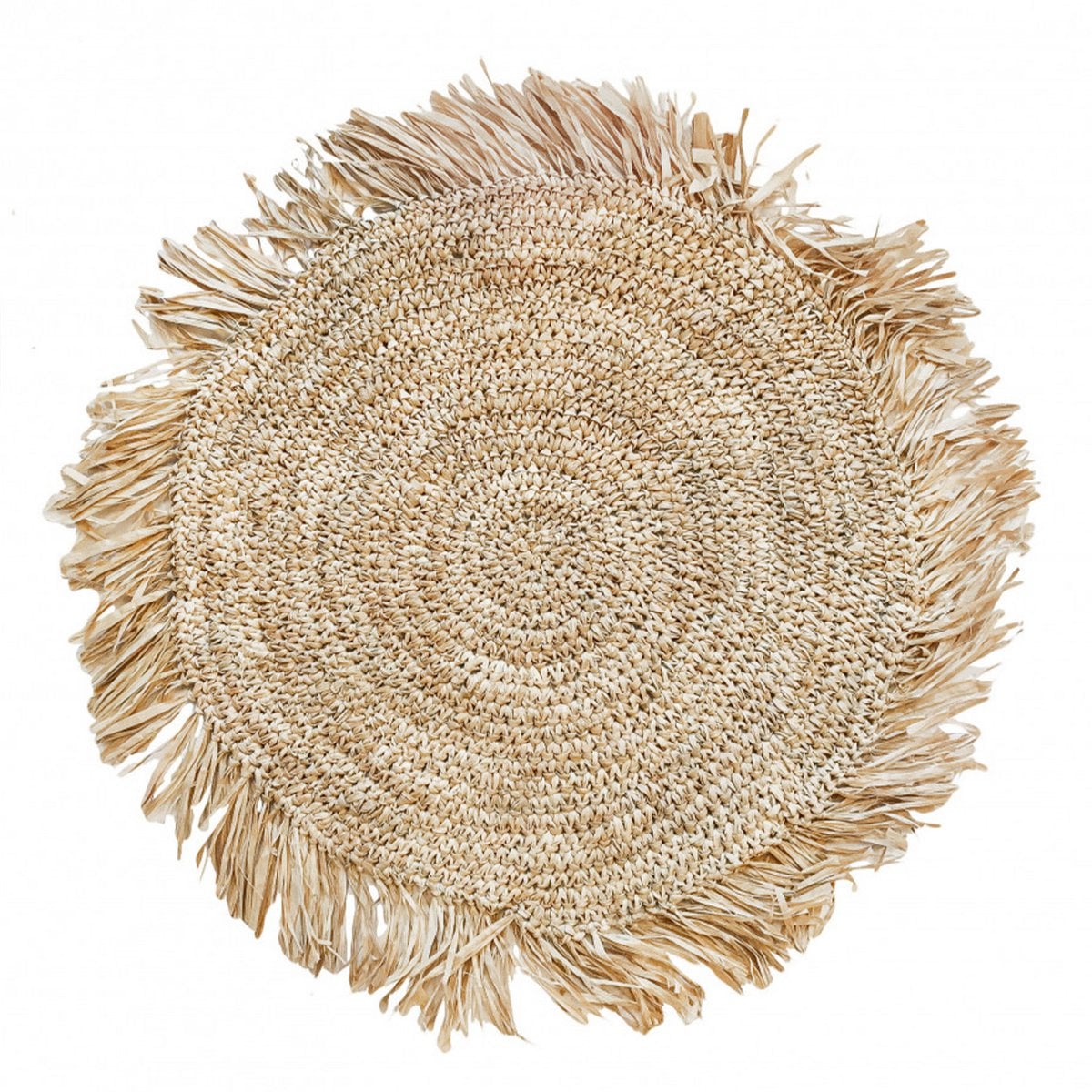 Raffia placemat Fringe rond naturel