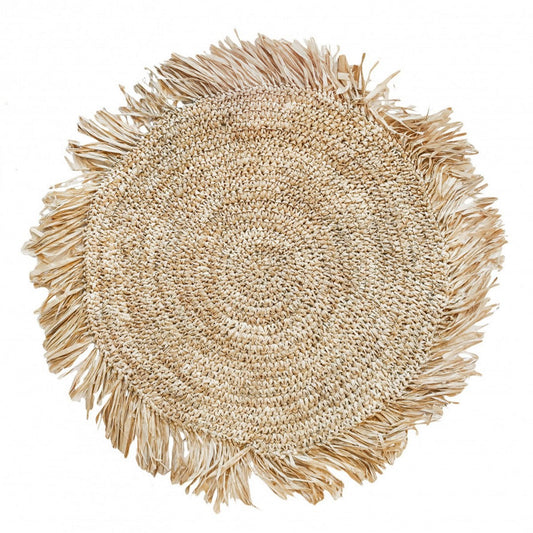 Raffia placemat Fringe rond naturel