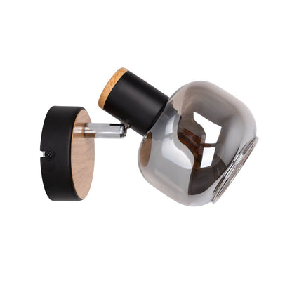 Glazen wandvlek "fumoso", wandlamp gemaakt van zwart en rookglas in zwart en de natuur, met E14 - aansluiting, voor eetkamer, woonkamer, gang of kantoor, lamp voor woonkamer, eetkamer, gang of gang 16 x 14 cm - OutHome