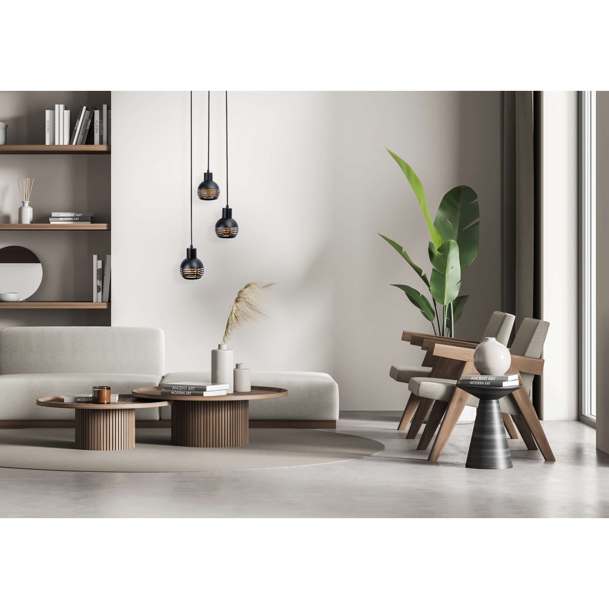 Hanglamp Casco 3-Lichts Zwart/Goud (E27)