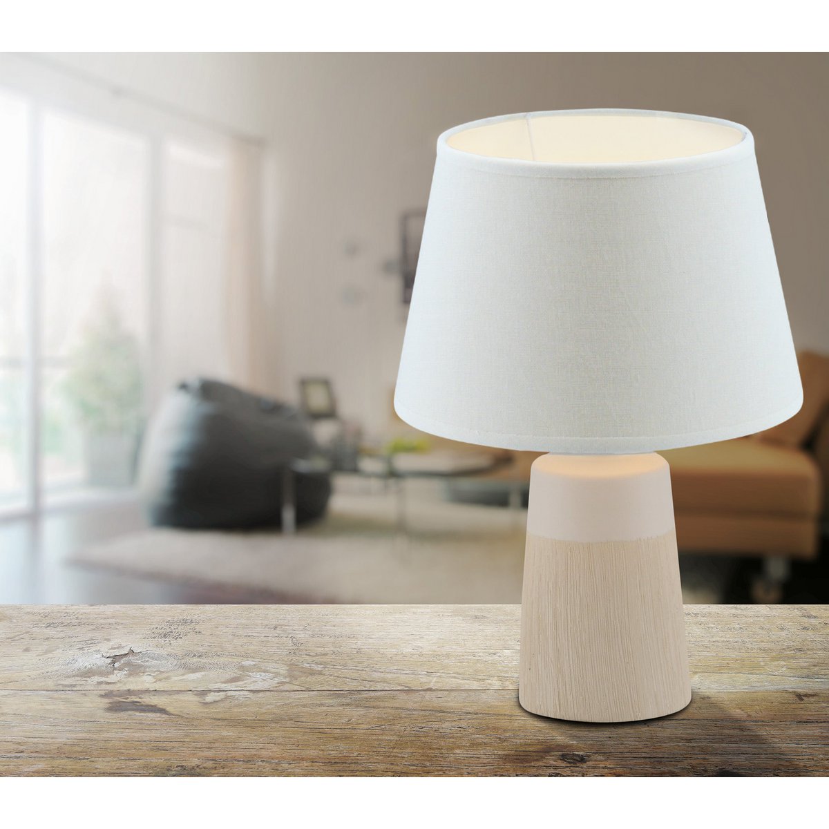 Keramische Tafellamp Talia Beige/Wit - 31 cm (E14)