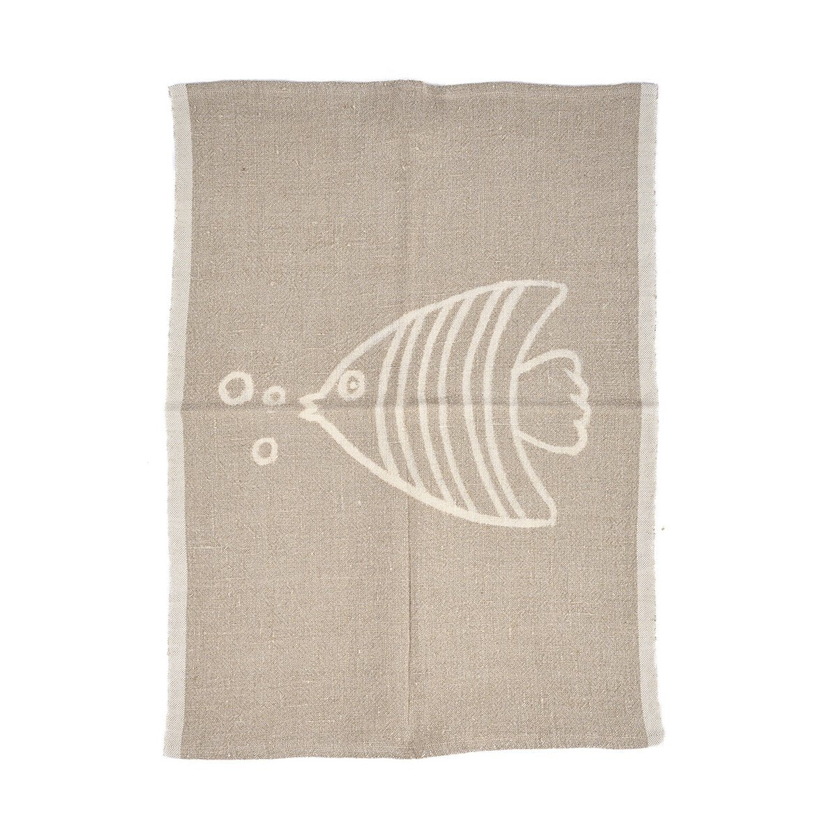 Linnen keukenhanddoek Vispatroon naturel wit - 50x70 cm