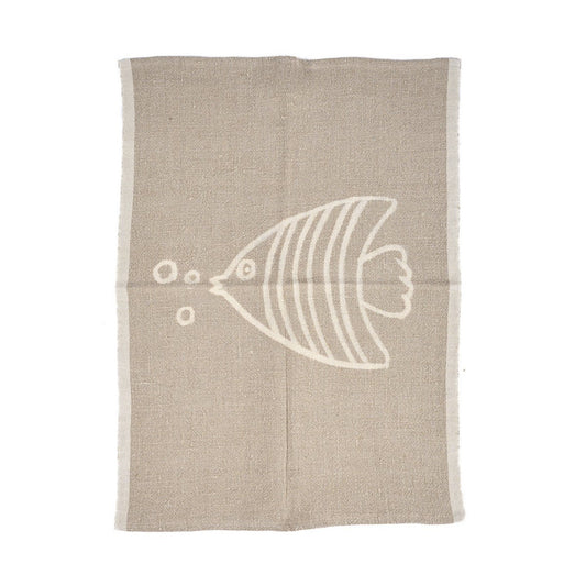 Linnen keukenhanddoek Vispatroon naturel wit - 50x70 cm