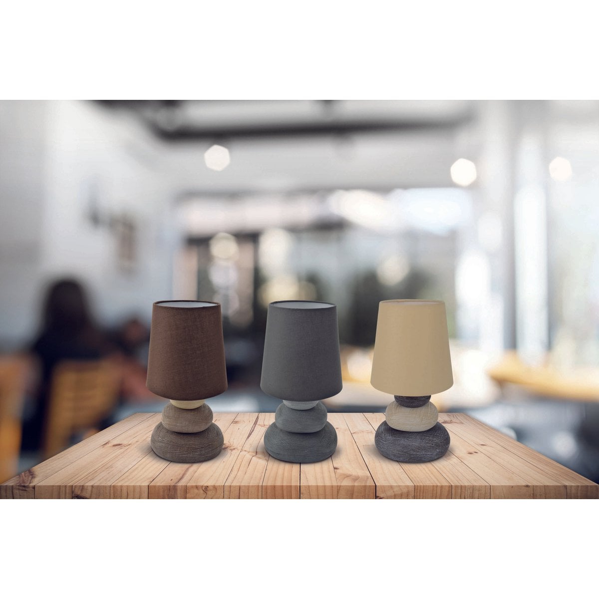 Keramische tafellamp "Stoney", tafellamp gemaakt van keramiek, natuur, met E14 - versie, tafellamp voor eetkamer, woonkamer, gang of kantoor, of als een bedlamp, 31 cm hoog - OutHome