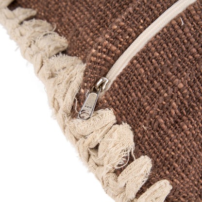 Kussenhoes Espresso Edge bruin wit - 50 cm