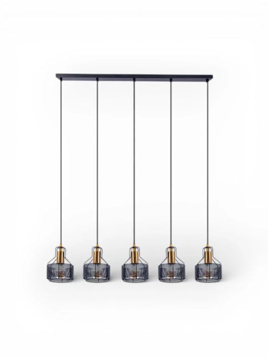 Hanglamp Foro 5-Lichts Zwart/Goud - 96 cm (E27)