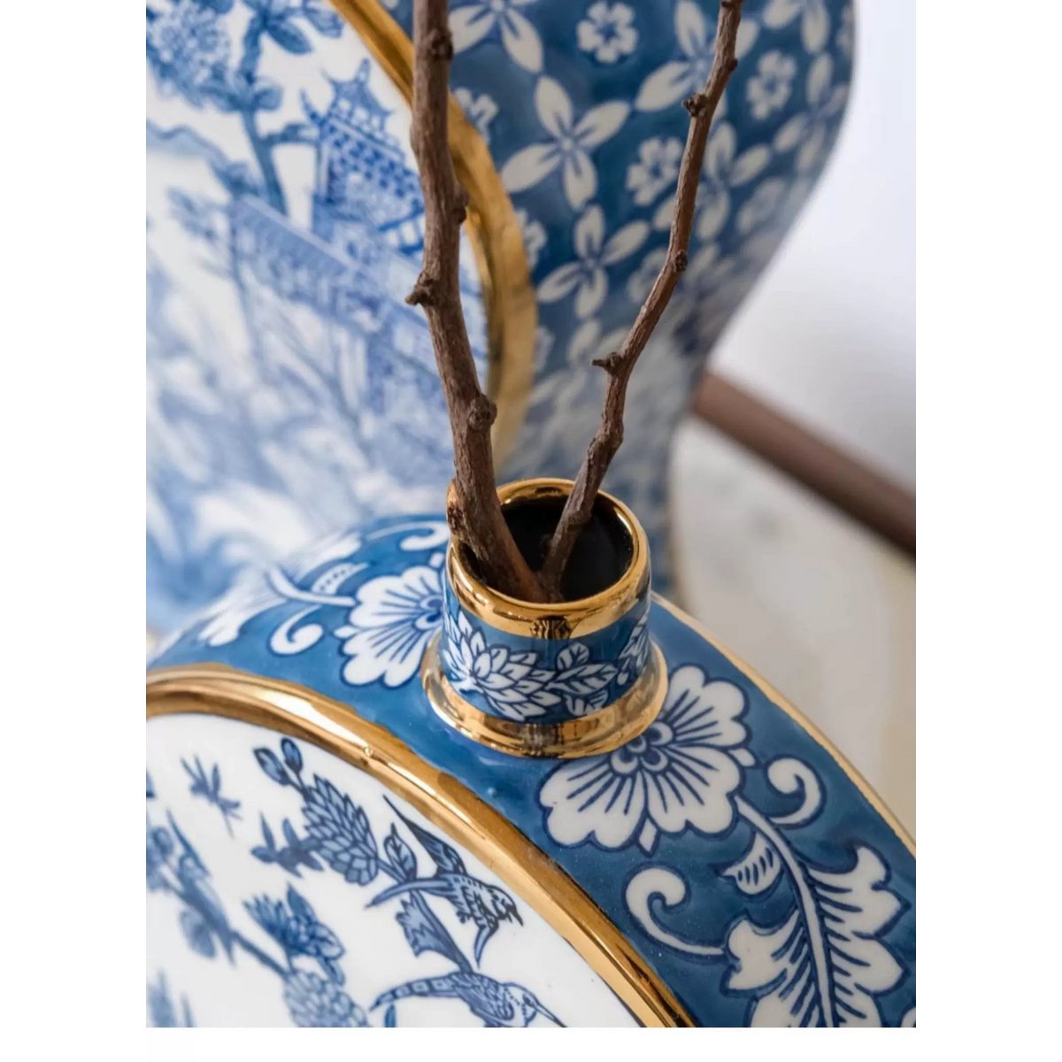Porseleinen vazen Parijse delfts blauw (Set van 2)