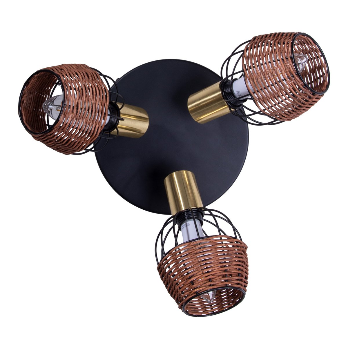 Plafondlamp Corbis 3-Lichts Zwart/Rotan - Ø 38 cm (E14)