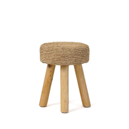 Teak kruk Raffia natuurlijk