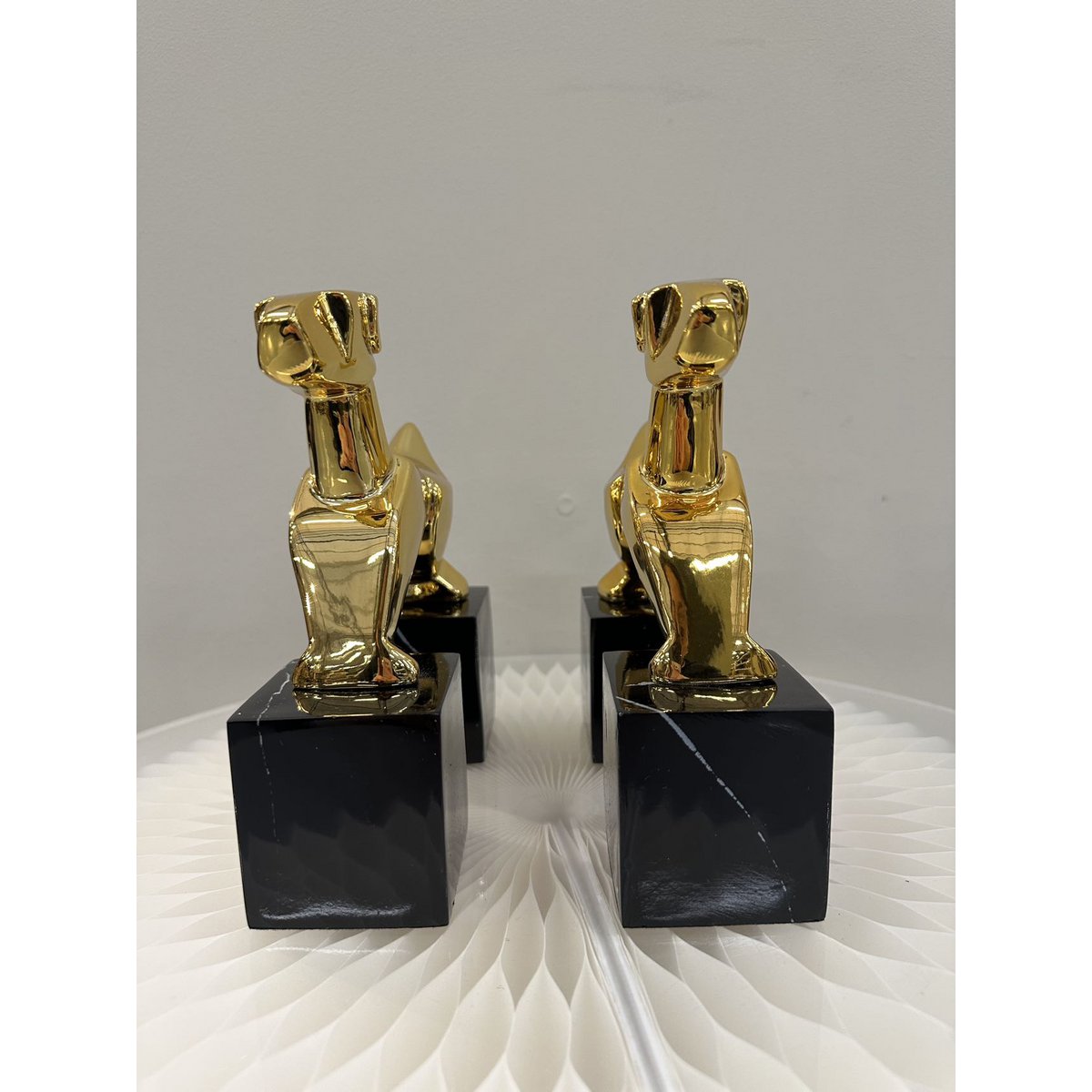 Chroom boekensteunen Terrier goud (Set van 2)