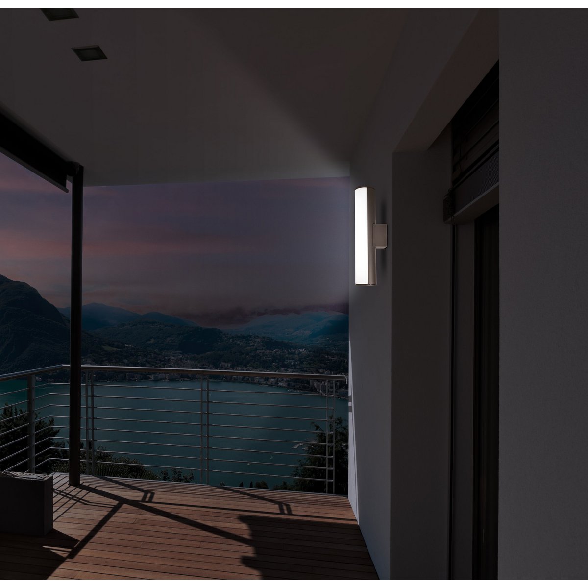 LED - wandlampen "Flair", 30 cm gemaakt van grijs metaal en plastic, met geïntegreerde LED - OutHome