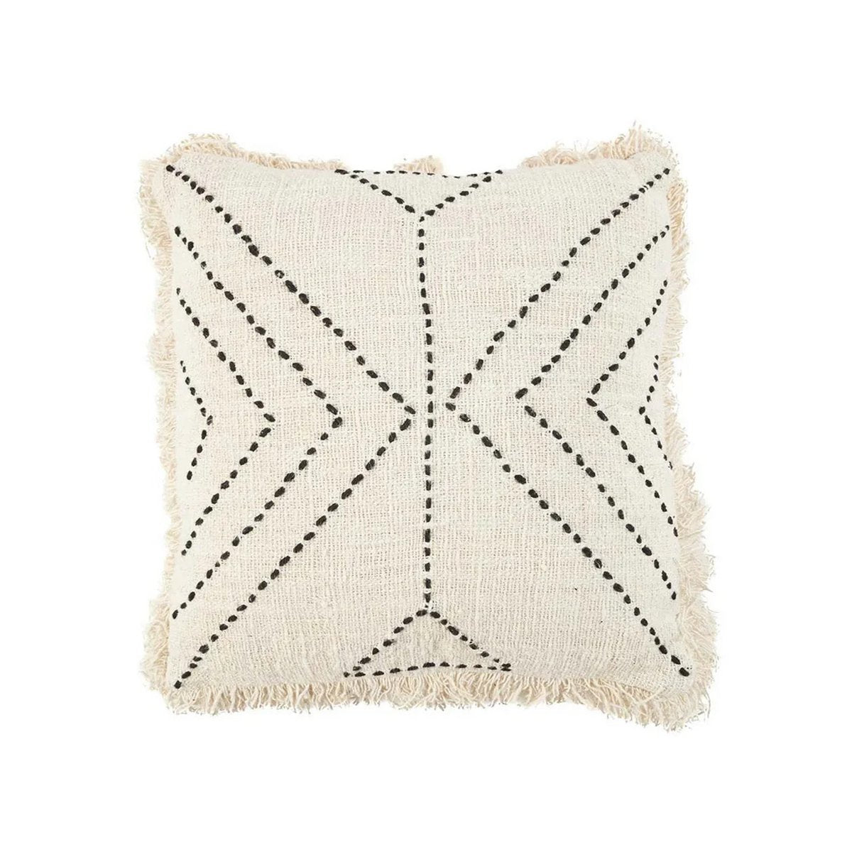 Raffia kussenhoes Tribal natuurlijk zwart