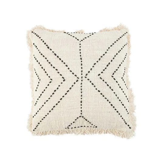 Raffia kussenhoes Tribal natuurlijk zwart