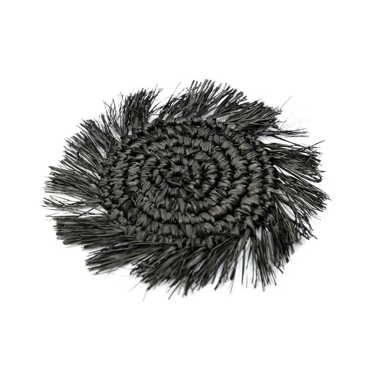 Raffia onderzetter Fringe zwart