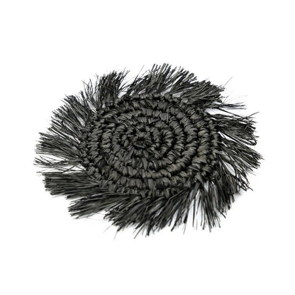 Raffia onderzetter Fringe zwart