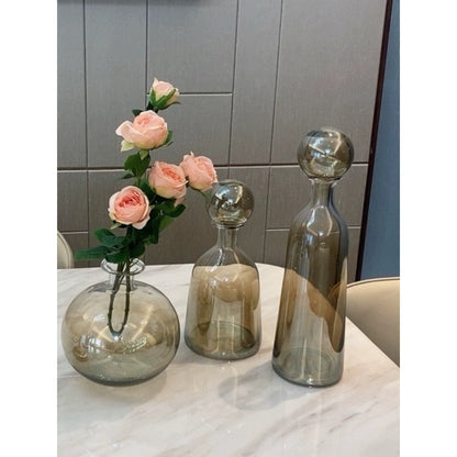 Glazen fles amberkleurig (Set van 3)