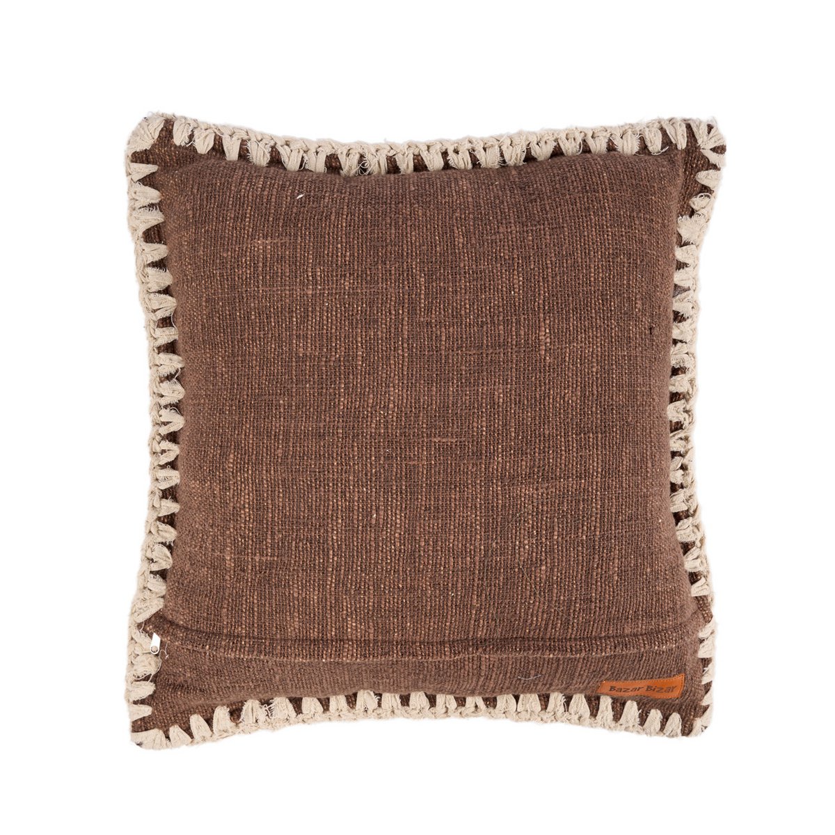 Kussenhoes Espresso Edge bruin wit - 50 cm
