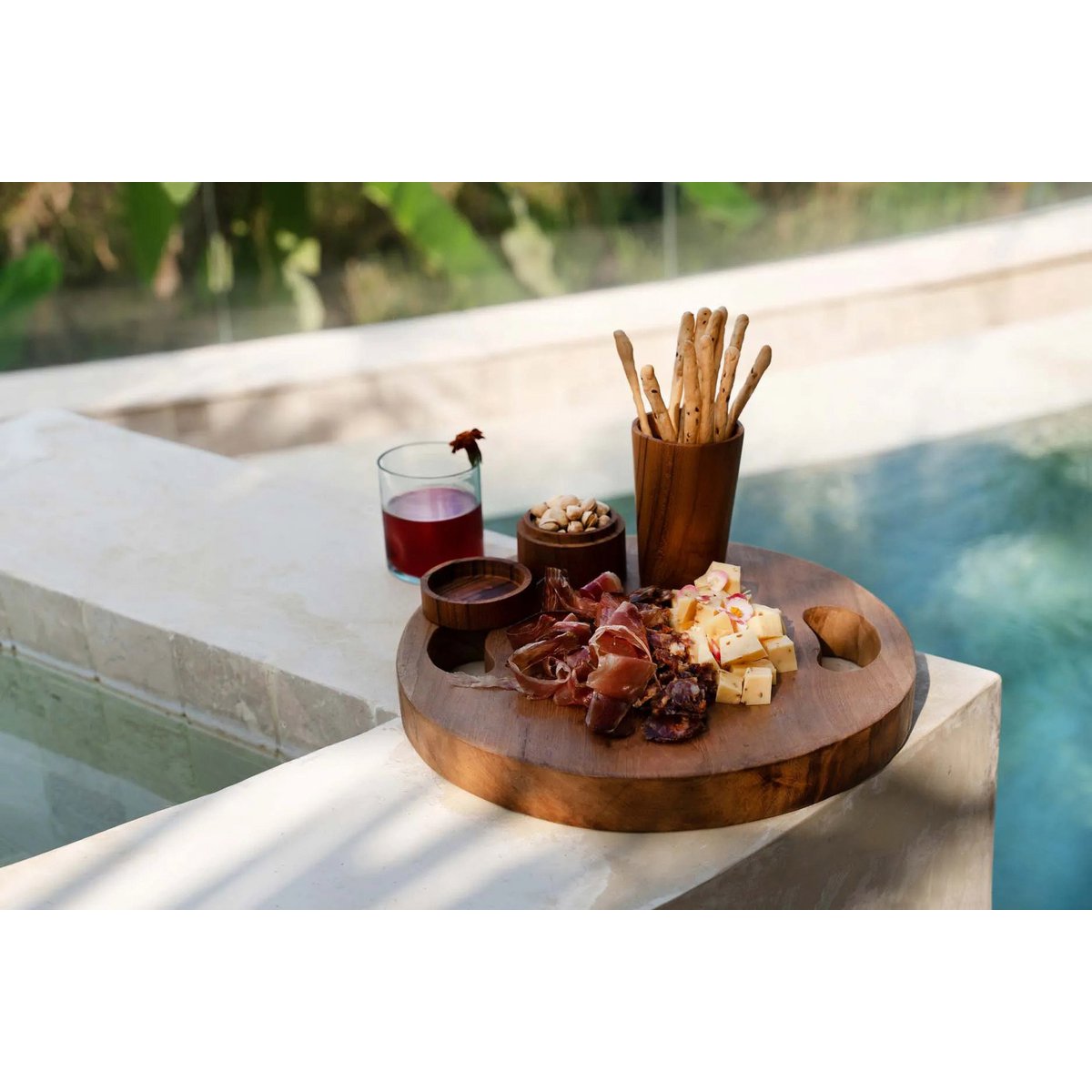 Teakhout dienblad Teak root tray naturel - 40 cm