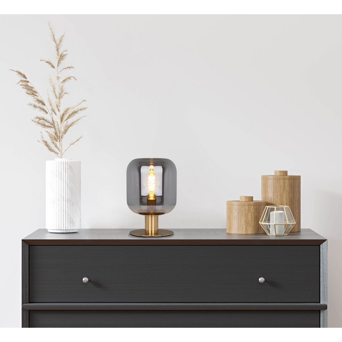 Glazen Tafellamp Alessio Goud/Rookglas - 30 cm (E14)