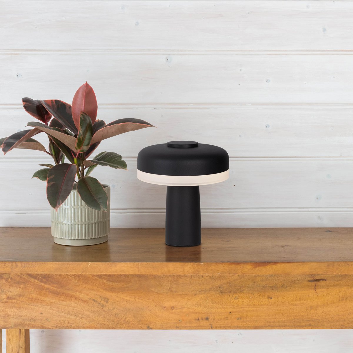 Snoerloze Tafellamp Pilu Zwart/Wit - 16,5 cm (Touch/Dimbaar)