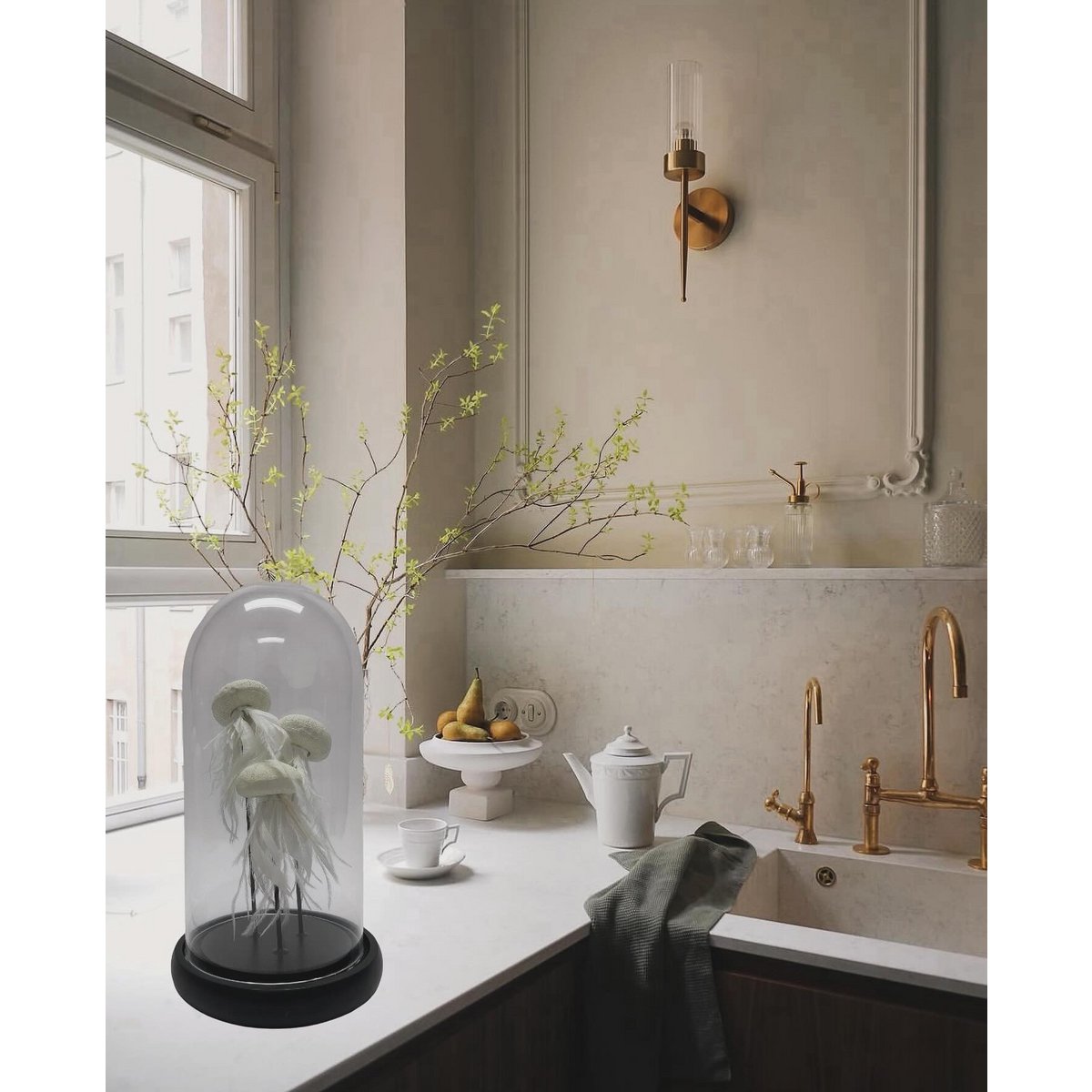 Glazen stolp YF-03 zwart