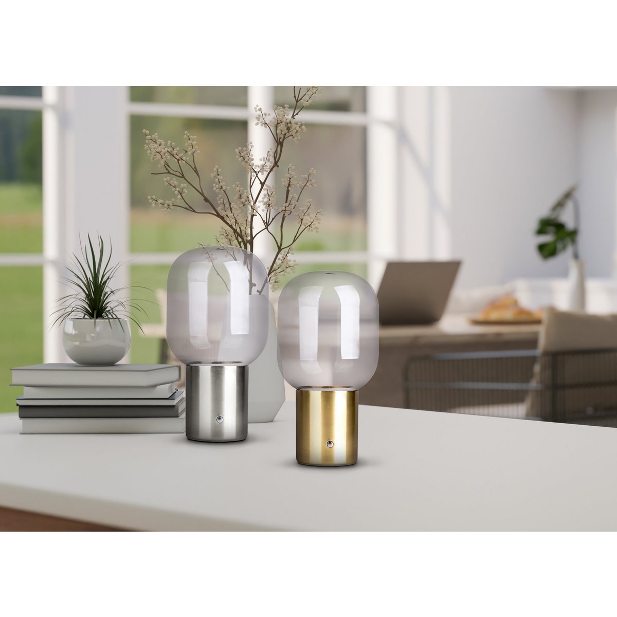 Snoerloze Tafellamp Albero Messing/Glas - 25 cm (Touch)