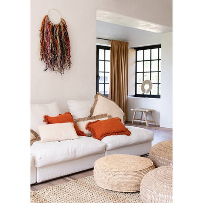 Raffia poef Flores natuurlijk