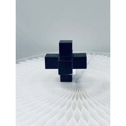 Marmeren kruis Lux zwart - 9 cm