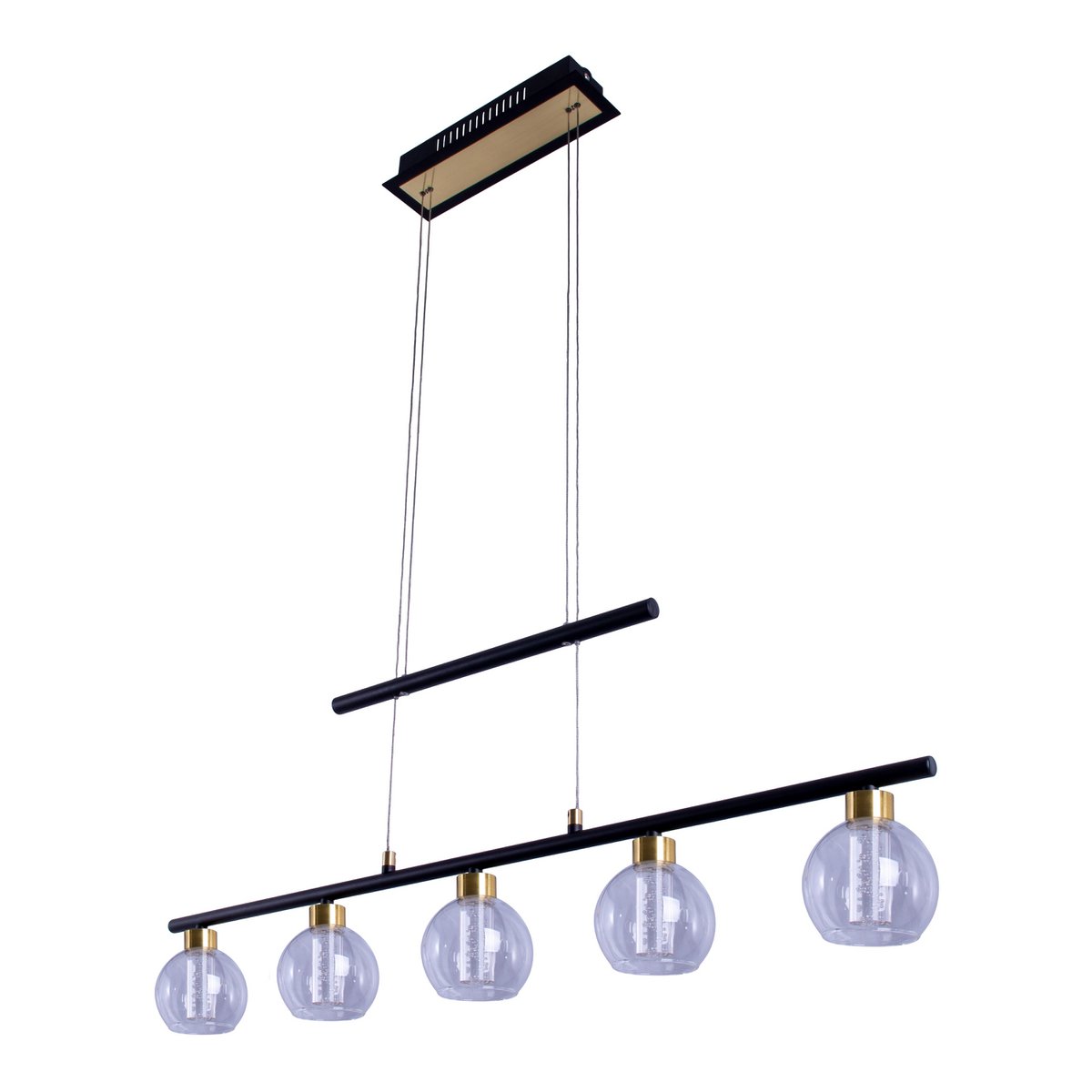 LED Hanglamp Messing/Zwart Glas - 90 cm