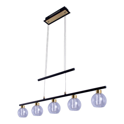LED Hanglamp Messing/Zwart Glas - 90 cm