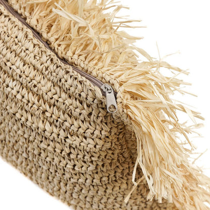 Raffia kussenhoes Rechthoekig naturel - 35x100 cm