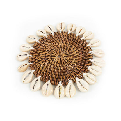 Rattan onderzetter Shell natuurlijk bruin - 15 cm