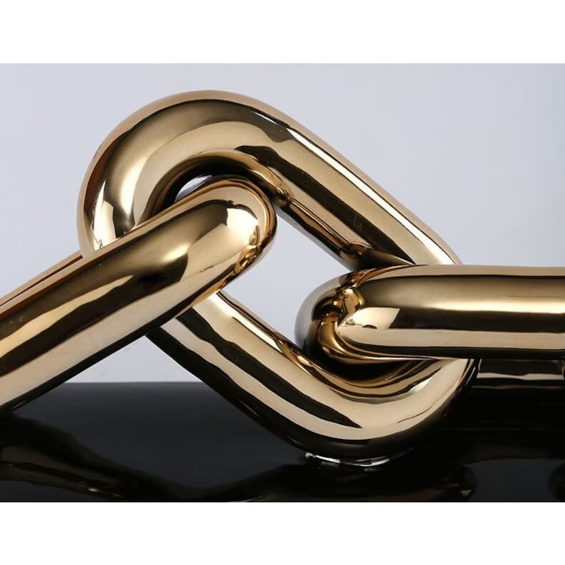 Keramiek sculptuur Art 4 schakel goud/zwart