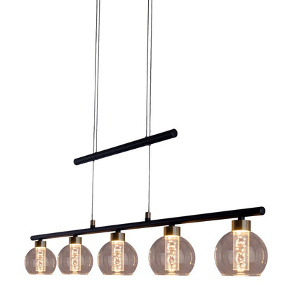 LED Hanglamp Messing/Zwart Glas - 90 cm
