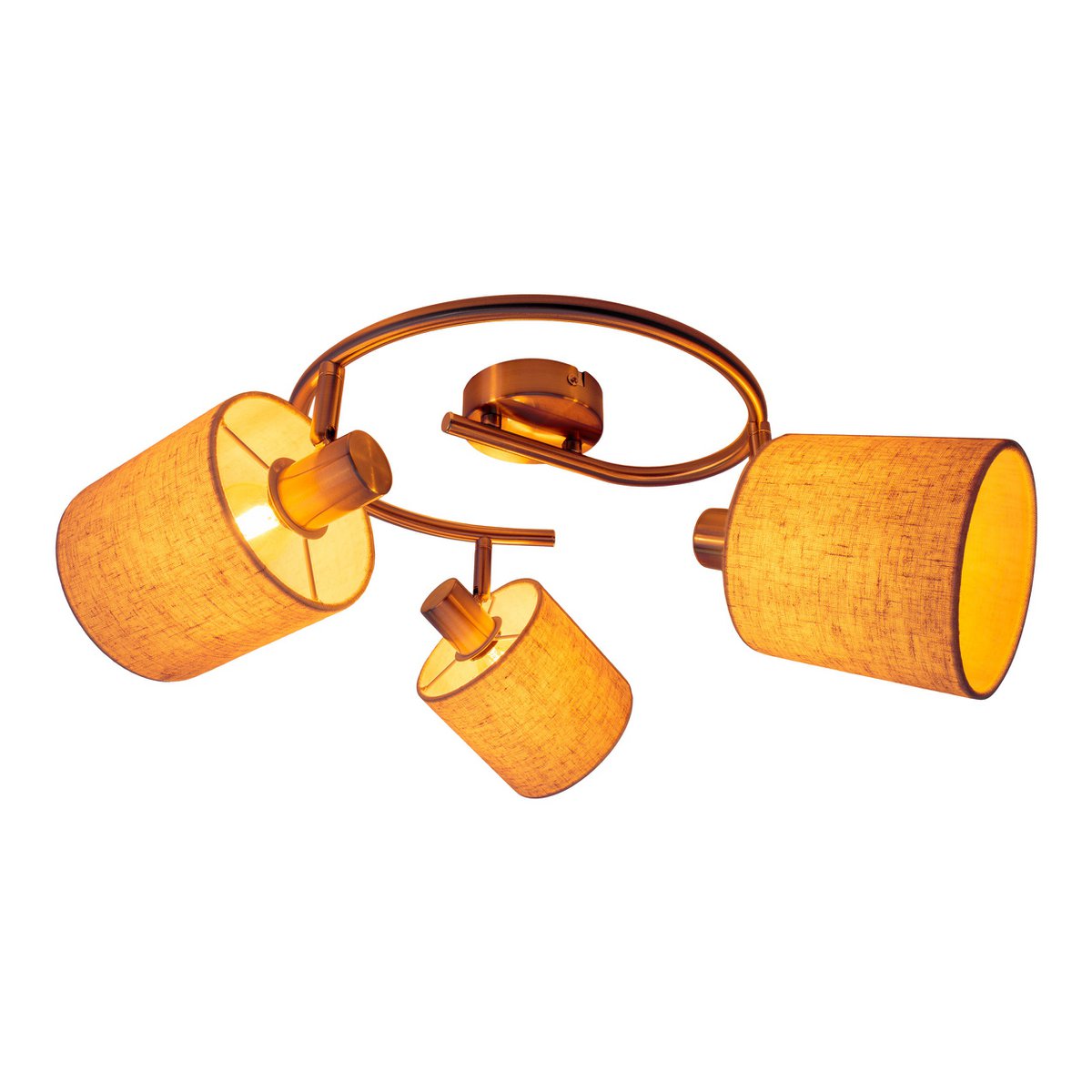 Plafondlamp Maron 3-Lichts Satijn/Naturel - Ø 28,5 cm (E14)