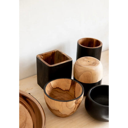 Teakhouten schalen Bondi zwart