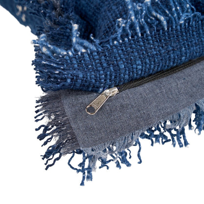 Kussenhoes Azure fringe indisch blauw - 50 cm