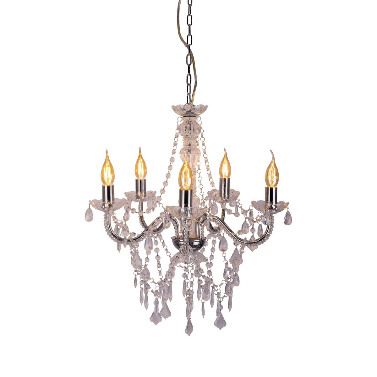 Kroonluchter Cecilia 5-Lichts Chroom - Ø 52 cm (E14)