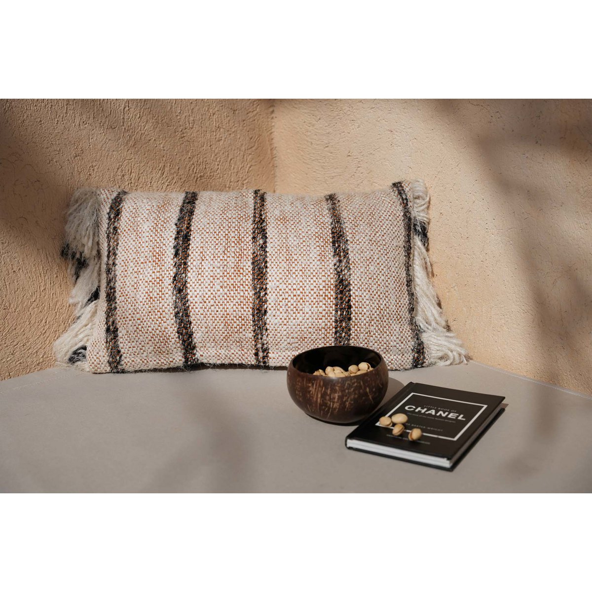 Katoenen kussenhoes Oh my gee boheems wit - 30x50 cm