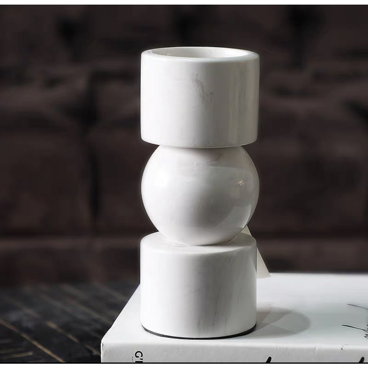 Marmeren kandelaar Marble wit - 19,5 cm